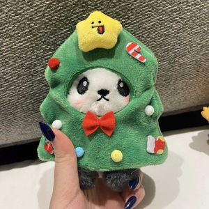 In Stock Christmas Panda Tree <b>Costume</b> Plush Keychain <b>Anime</b> Plush Toys 4inch Stuffed Animal Toys Crane Machine Arcade for Kids - Product Image 1
