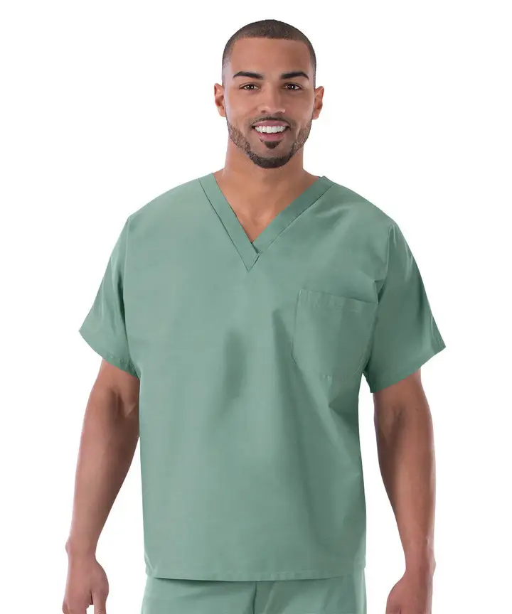 Chaqueta distintiva de poliéster y spandex de rayón para hombre, tops médicos de color sólido para uso de uniforme de enfermería