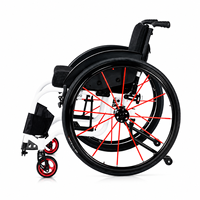 Fauteuil roulant manuel pliable sportif en aluminium noir personnalisable, avec anneau de poignée large, garantie 1 an, léger, 24 pouces