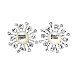 Orecchini a lobo Mtokuby con fiore, in oro bianco, imitazione perla e zirconi, montatura a griffe, gioielli classici da donna per feste - Product Image 1