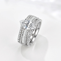 Collection de bijoux de mariage Peishang, bague en argent sterling 925, coupe marquise, accent baguette, ensemble de bagues pour femmes en moissanite