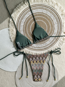 Nuevo estampado <span class=keywords><strong>de</strong></span> cebra Tie Neck Bikini Triangle Package Split Traje <span class=keywords><strong>de</strong></span> baño <span class=keywords><strong>de</strong></span> mujer Conjunto <span class=keywords><strong>de</strong></span> 2 piezas Sehe Fashion - Product Image 4