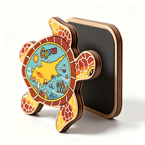 Aimant de réfrigérateur en bois avec carte de Chypre et tortue marine, souvenir d'île méditerranéenne, décoration marine pour réfrigérateur, cadeau souvenir de <span class=keywords><strong>vacances</strong></span> - Product Image 3