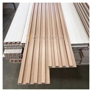 High Quality Wooden Grain Interior Wpc Fluted Wall Panel Wpc Wooden Wall Panel