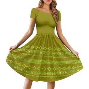 Tendencia Personalización del producto Tapa Melanesia Isla del Pacífico Diseño DE <span class=keywords><strong>ARTE</strong></span> Tallas grandes Hombros Vestido de manga corta Imprimir bajo demanda - Product Image 5