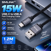 Câble de charge USB Type C 1,2 m, câble de charge rapide avec blindage en feuille d'aluminium et gaine en tissu nylon pour iPhone et ordinateur