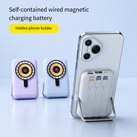 Mini Power Bank 10000mAh Haute Capacité, Vente en Gros Usine, Charge Sans Fil 15W, Écran LED, Entrée USB, Câbles Intégrés