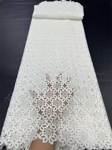 Encaje de Cordón Guipur Blanco con Flores, Tela de Encaje Elegante, Precio Mayorista <span class=keywords><strong>Más</strong></span> Alto, Asoebi Africano PS4029 - Product Image 2