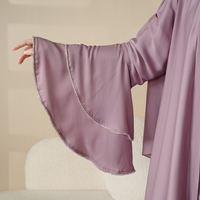Modeste luxe crêpe Satin manches à volants Abaya ensemble 5 pièces antistatique doux confortable vêtements ethniques femmes musulmanes grande taille