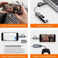 Adaptador de Teléfono 2 en 1, Cable Adaptador OTG Micro USB Tipo C, Cable Adaptador USB C a USB 2.0 OTG