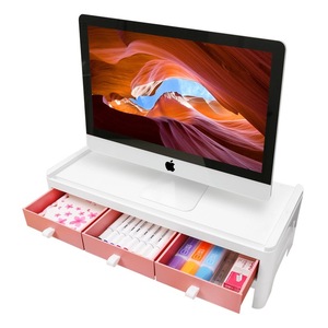 Computer Monitor Riser Stand Base Bracket Office <b>Desk</b> Organizer With Drawers For Desktop Screen Laptop Storage Box - Product Image 4