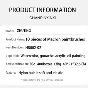 10 pinceaux ronds à pointe fine en nylon pour artistes, pour <span class=keywords><strong>peinture</strong></span> acrylique, huile et aquarelle - Product Image 2