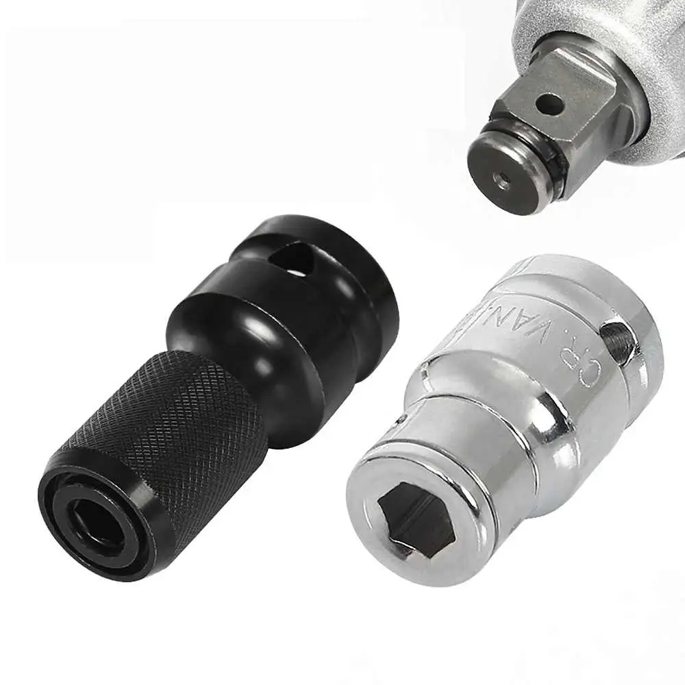 Drill Socket Adapter 1/2" 1/4" 3/8" Square To 1/4 8mm 10mm Hex Screw Nut Quick Wrench Ratchet Electric Screwdriver Bit Tool
