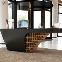 Comptoir de réception de bureau haut de gamme à 1 place avec mur arrière, design unique sur mesure