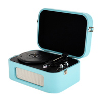 Gramophone Vinyl Records Enregistrement Rétro Valise Construit en Blue Tooth Écouteurs Haut-parleurs Tourne-disque Lecteur