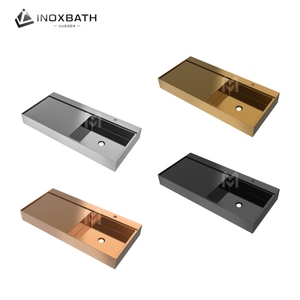 Lavabo Rectangular Moderno de Acero Inoxidable 304 Dorado para Hoteles y Baños con Desagüe - Product Image 4