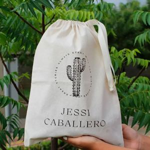 Small MOQ Cotton Canvas <b>Drawstring</b> Dust Bag Custom Logo Jewelry Gift Packaging Bag Recycled Cotton Dust <b>Pouch</b> - Product Image 2