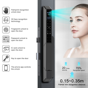卸売業務用Tuya WiFi 3D顔認証ビデオインターホン電子錠（断熱アルミガラスドア用） - Product Image 2