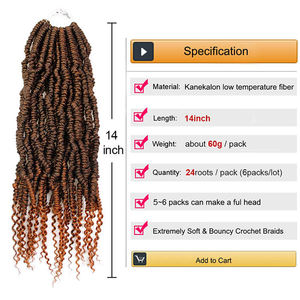 Extensions de cheveux tressés au crochet Bomb Twist Single Weft de 14 pouces avec fibre haute température - Product Image 2