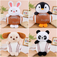 Peluche pingouin mignon et adorable de 8 pouces, douce, en forme de ballon de rugby, pour jeu de grue et prix de carnaval, vente en gros directe usine