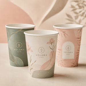 Vasos de Papel Ecológicos con Portavasos para Llevar, Vasos Desechables con Tapas para Cafeterías, <span class=keywords><strong>Restaurantes</strong></span>, Hoteles y Eventos - Product Image 1