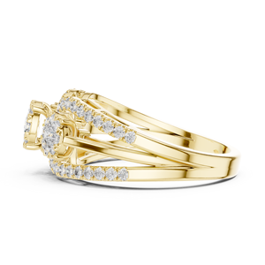 Elegante Anillo de Diamantes Dorado para Mujer, Joyería Clásica Brillante para Boda, Compromiso, Uso Diario, Regalo - Product Image 3