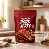 Sachet refermable mat personnalisé avec logo imprimé pour l'emballage de viande de porc séchée de qualité supérieure, en tranches, pour en-cas, avec fermeture éclair