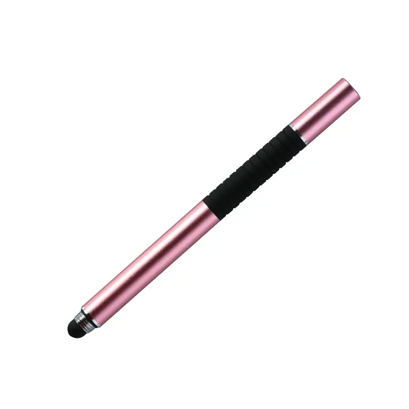 2-in-1 gummi-metall-stiftclip mit stylus mit scheibenspitze und gummibärmel touchscreen-stift für ipad smartphone