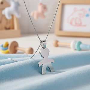 Pendentif et breloque en acier fin pour petit garçon, 22x28mm - Product Image 3