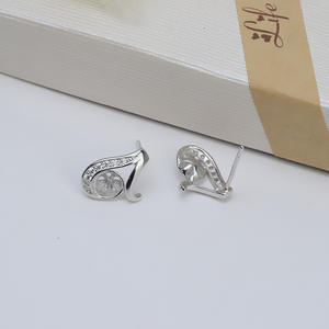 S925 <b>Silver</b> Minimalist Sunflower Style <b>Earrings</b> for Women Fashionable <b>Pearl</b> <b>Earrings</b> with Empty Holder for DIY - Product Image 4