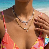 Collier ras du cou Gaovo Premium Light Luxury en forme de trombone, chaîne épaisse en acier inoxydable avec incrustations de zirconiums, bijoux de mode pour femme