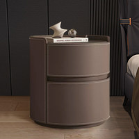 Table de chevet en cuir de selle haut de gamme créative, célébrité d'Internet, style moderne minimaliste, chevet en bois massif, rangement simple pour la chambre à coucher
