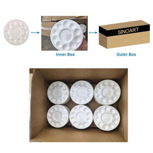 SINOART 10PK 10 puits <span class=keywords><strong>Palette</strong></span> <span class=keywords><strong>jetable</strong></span> bambou naturellement biodégradable Bio-Eco artiste acrylique <span class=keywords><strong>palette</strong></span> de <span class=keywords><strong>peinture</strong></span> aquarelle - Product Image 6