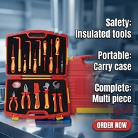 Jeu de douilles isolées VDE 16 pièces 1000V IEC60900, en acier au chrome-vanadium, kit d'outils d'électricien, coffret rigide