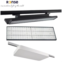 RONSE Projecteur LED SMD sur rail noir de haute qualité, moderne, commercial, à intensité variable, 4 fils, boîtier en aluminium, pour supermarché