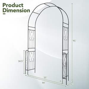 DB 7.9 Ft Metal Garden Arch <b>Backdrop</b> <b>Stand</b> for Climbing Plants, Powder Coated Black Ornament, Freestanding Design, Outdoor Garde - Product Image 6
