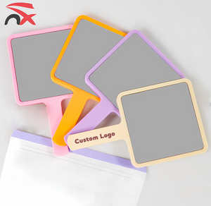 Custom logo Nuoxin Factory Plastic Square Multi-color Hand Held Handle Makeup Mirror for Beauty
