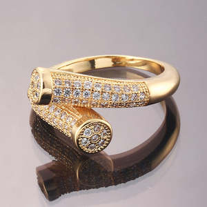 Bagues de luxe plaquées or 18 carats, nouvelles bijoux tendance pour filles et adolescentes, petites bagues en zircone en forme de cœur et d'étoile, bagues empilables plaquées or - Product Image 4