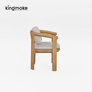 Muebles de Comedor de Lujo para Patio Exterior de Teca, Sillones de Madera con Cojines de Secado Rápido, Silla de Comedor para Jardín de <span class=keywords><strong>Hotel</strong></span> o Resort - Product Image 5