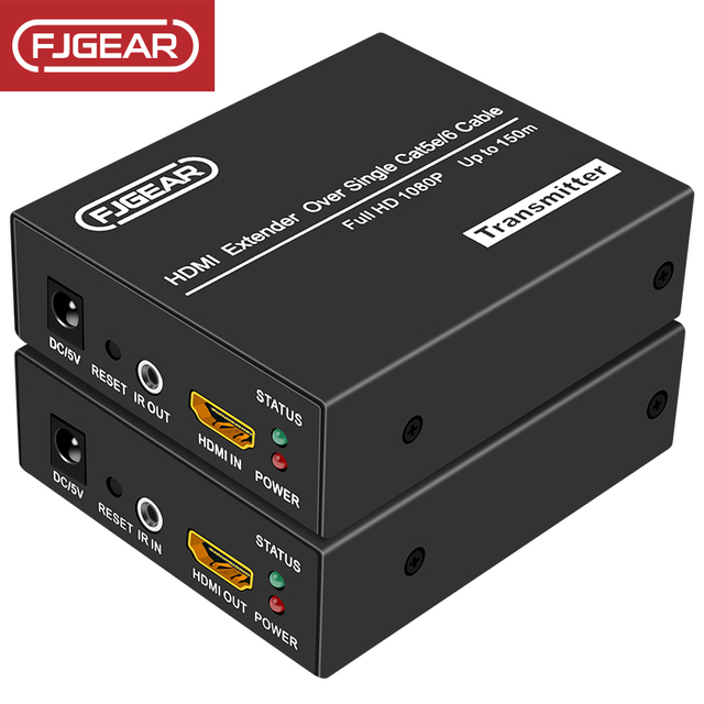 FJGEAR FJ-HEA150 150M HDMI Extender Over Single CAT5e/6, 1080P 60Hz Transmission with Industrial Iron Case Enterprise-Grade