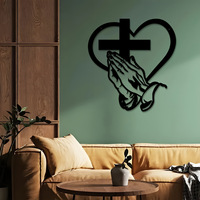 Sculpture murale en fer noir en forme de croix simple et moderne, motif cœur chrétien Art Déco, pour Anniversaire, Pâques, Anniversaire de naissance