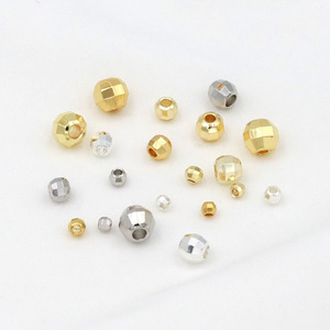 Faceted Spacer <b>Beads</b> Gold <b>Silver</b> Plated Copper Round Loose <b>Beads</b> For Bracelet Making D13 - Product Image 4
