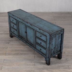 Mobiletto in Lacca <span class=keywords><strong>Turchese</strong></span> Effetto Invecchiato Unico nel Suo Genere, un'Espressione Grezza dell'Estetica Wabi-Sabi. - Product Image 3