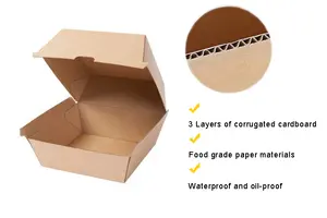 일회용 생분해성 버거 박스 일회용 식품 등급 맞춤형 인쇄 로고 버거 박스