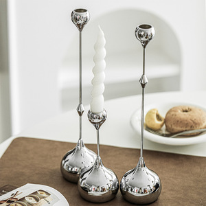 Modern Art Unique <b>Silver</b>/Gold/Black Metal Long <b>Candlestick</b> Holders Handmade Wedding & Christmas Home Decoration Candleholder Set - Product Image 1