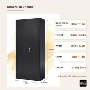 <strong>Tall</strong> Metal Storage Cabinet Swing <strong>Door</strong> Steel <strong>Cupboard</strong> <strong>with</strong> Adjustable <strong>Shelves</strong> Lockable Office Bookcase - Product Image 5