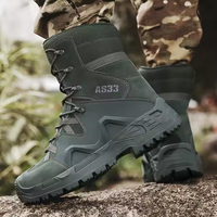 Bottes tactiques de désert pour hommes - Antidérapantes, à lacets, mi-mollet, semelle extérieure en caoutchouc, doublure en maille respirante, logo imprimé en 3D