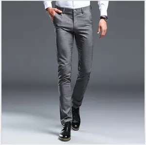 Pantalones informales elásticos a cuadros para hombre, ropa de negocios formal ajustada, personalizada, venta al por mayor
