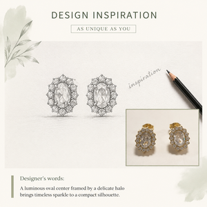 Boucles d'oreilles ovales Halo, en acier inoxydable et zircon avec placage sous vide or 14 carats, options de couleur or et argent - Product Image 4