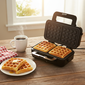 Machine à petit-déjeuner multifonction 3-en-1 - Plaques interchangeables pour sandwichs, gaufres et grillades, noir, acier inoxydable - Product Image 6